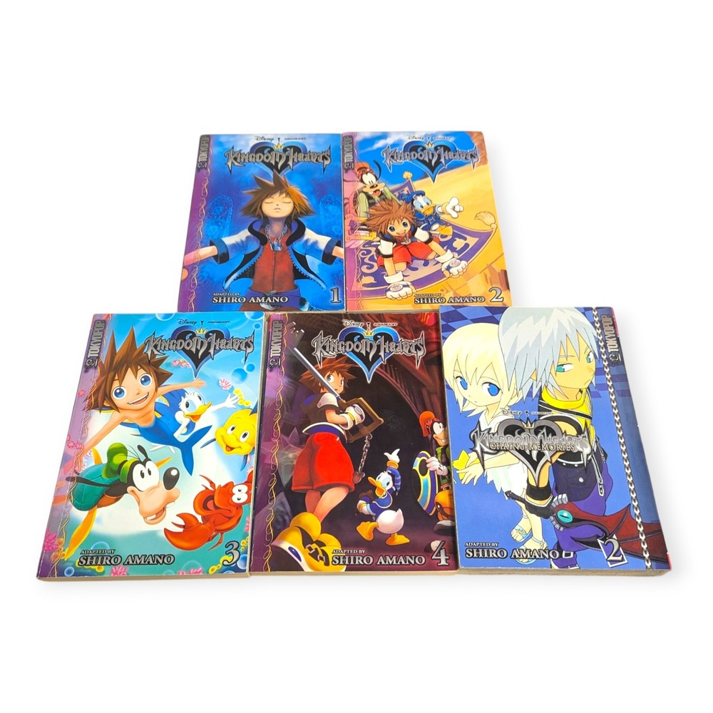Kingdom Hearts Manga Lot Shiro Amano Tokyopop Vol 1-4 & Chain of Memories Vol 2